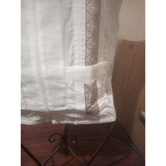 VTG Haband Guayabera Shirt Men’s Medium White Full-Zip Embroidered Cuban Wedding - Picture 6 of 11